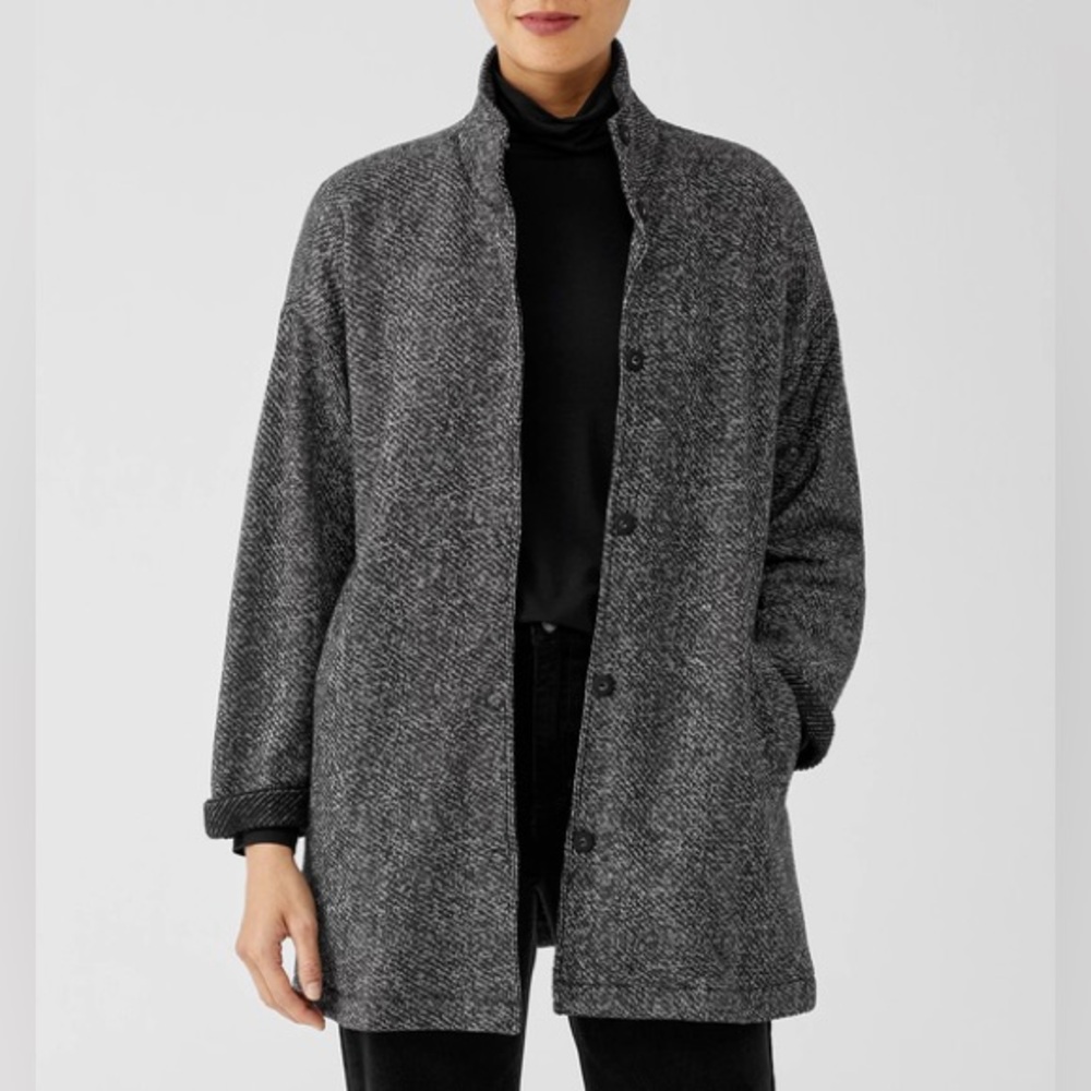 Eileen Fisher | Organic Cotton Terry Stand Collar Jacket Medium